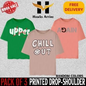 Pack of 3 Printed Drop-Shoulder